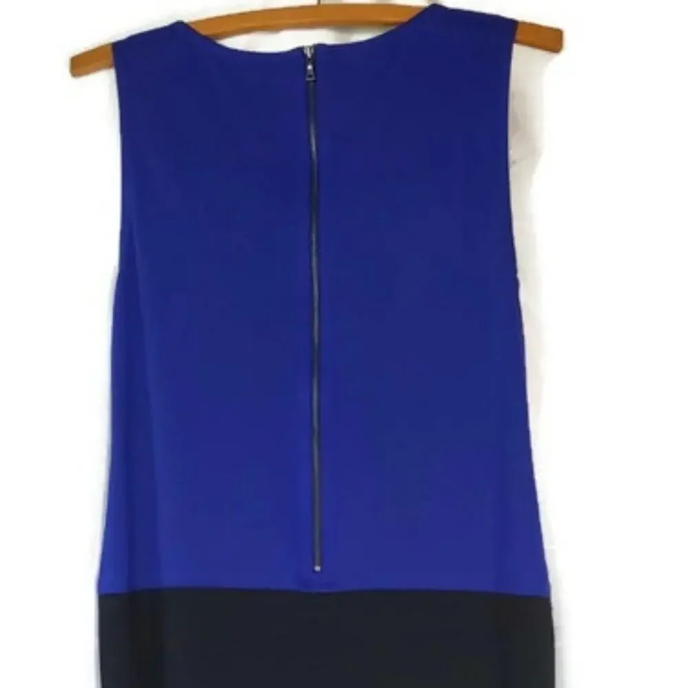 Ann Taylor LOFT | Blue and Black Shift Dress | Size 4 - Picture 6 of 9